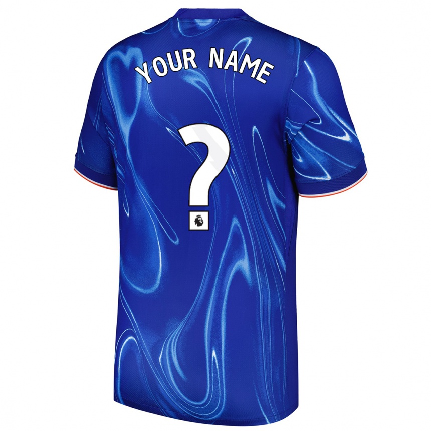 Kids Football Your Name #0 Blue White Home Jersey 2024/25 T-Shirt Nz