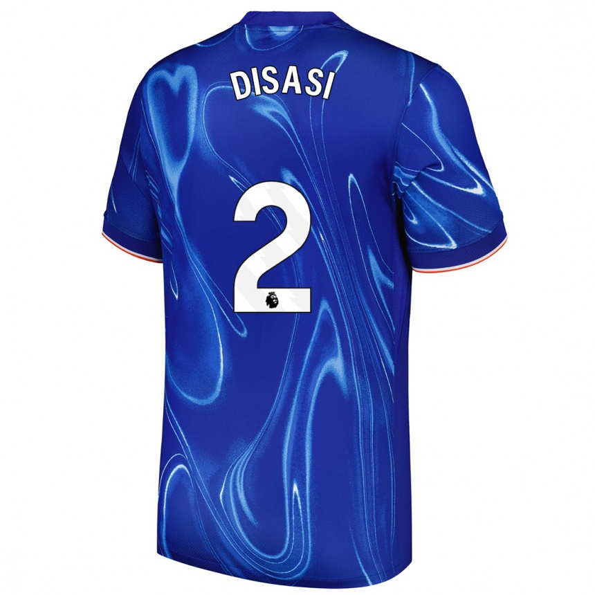 Kids Football Axel Disasi #2 Blue White Home Jersey 2024/25 T-Shirt Nz