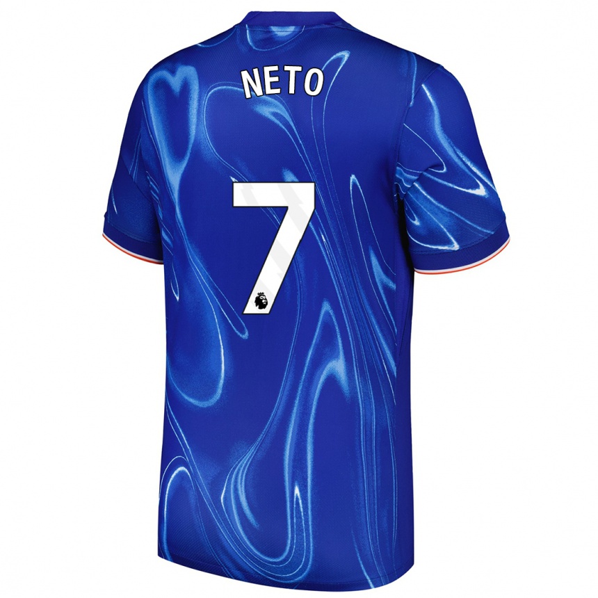 Kids Football Pedro Neto #7 Blue White Home Jersey 2024/25 T-Shirt Nz