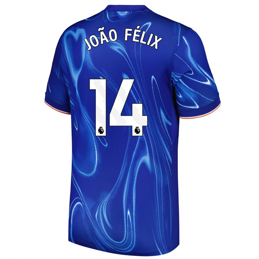 Kids Football Joao Felix #14 Blue White Home Jersey 2024/25 T-Shirt Nz