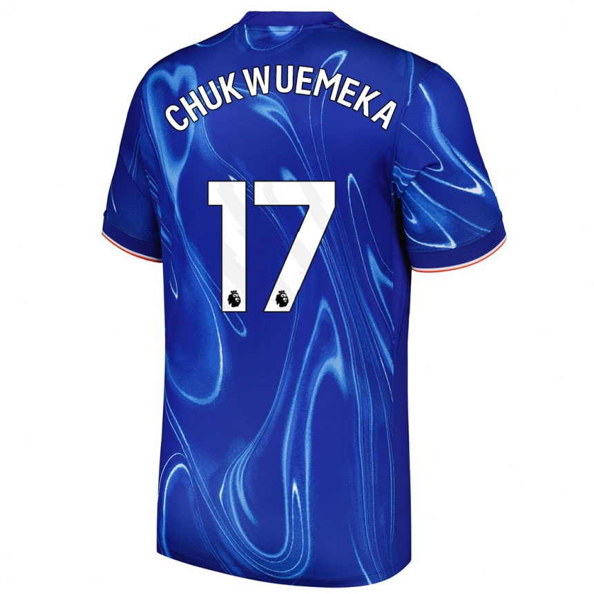 Kids Football Carney Chukwuemeka #17 Blue White Home Jersey 2024/25 T-Shirt Nz