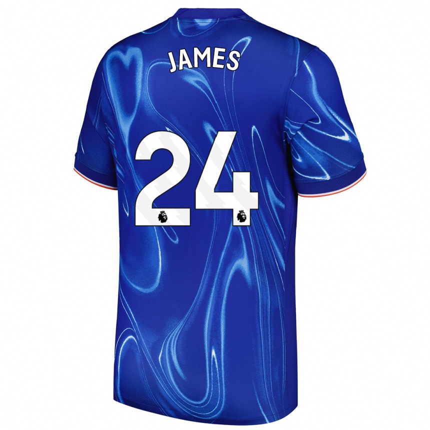 Kids Football Reece James #24 Blue White Home Jersey 2024/25 T-Shirt Nz