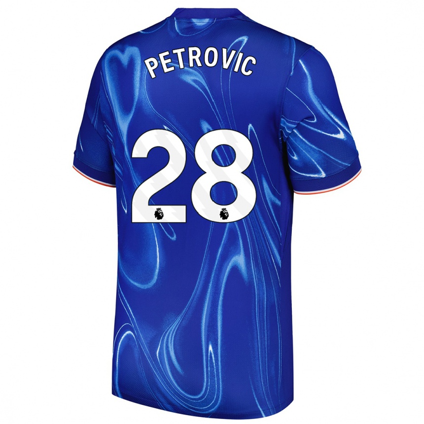 Kids Football Djordje Petrovic #28 Blue White Home Jersey 2024/25 T-Shirt Nz