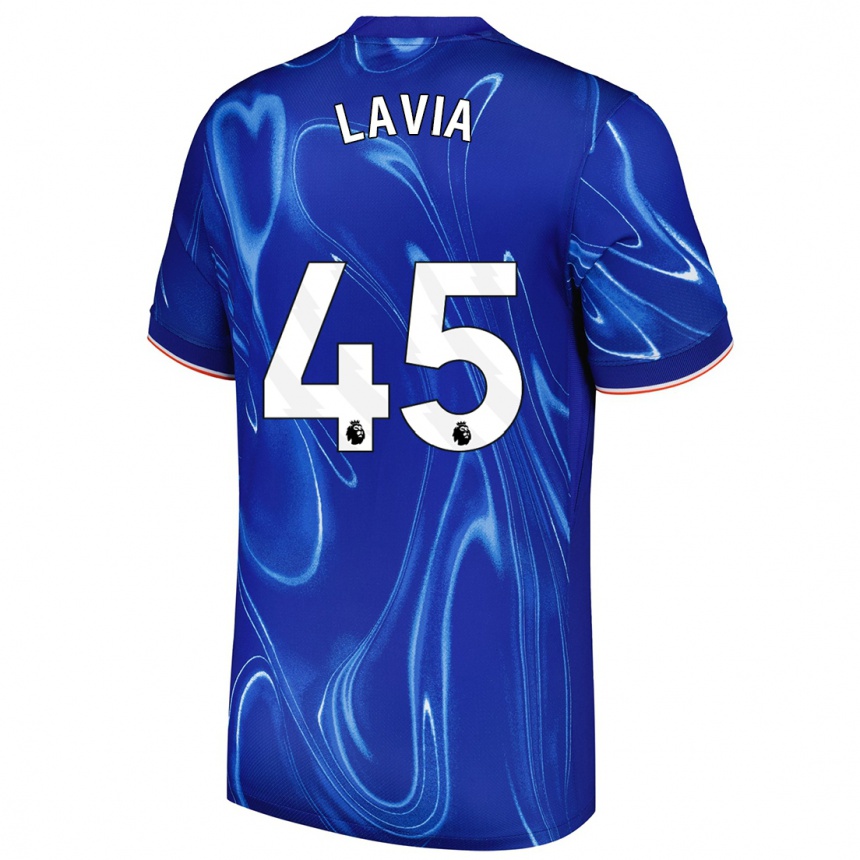 Kids Football Roméo Lavia #45 Blue White Home Jersey 2024/25 T-Shirt Nz