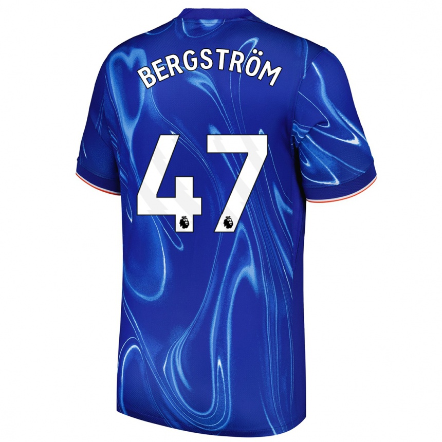 Kids Football Lucas Bergström #47 Blue White Home Jersey 2024/25 T-Shirt Nz