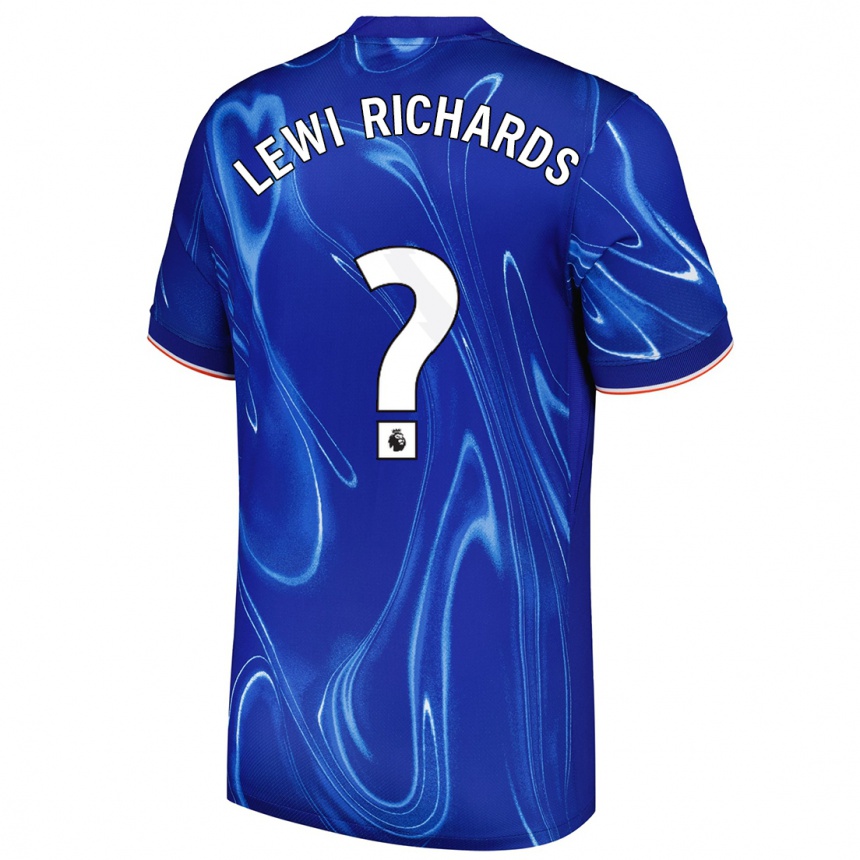 Kids Football Lewi Richards #0 Blue White Home Jersey 2024/25 T-Shirt Nz