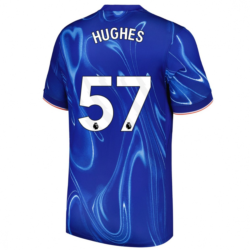 Kids Football Brodi Hughes #57 Blue White Home Jersey 2024/25 T-Shirt Nz