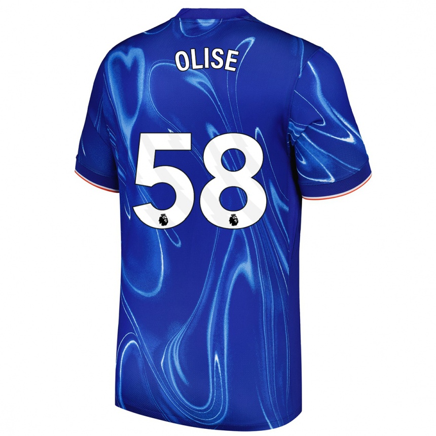 Kids Football Richard Olise #58 Blue White Home Jersey 2024/25 T-Shirt Nz