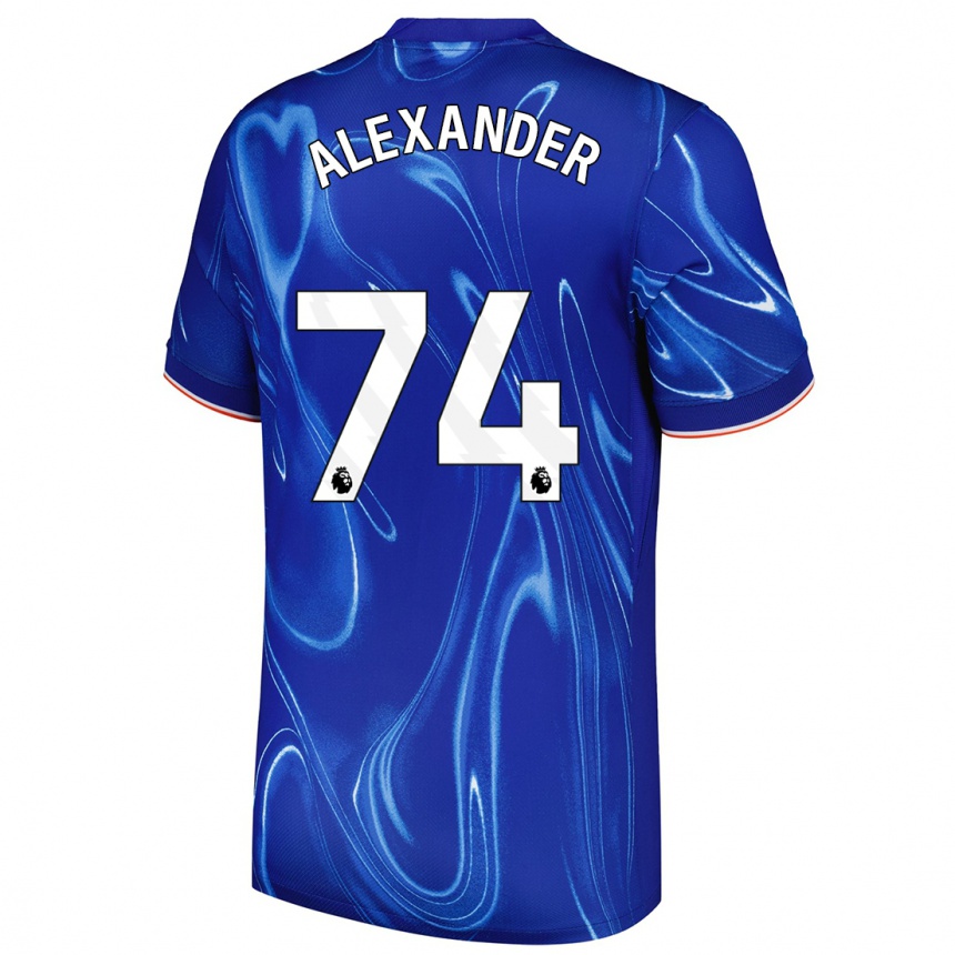 Kids Football Reiss Alexander Russell-Denny #74 Blue White Home Jersey 2024/25 T-Shirt Nz