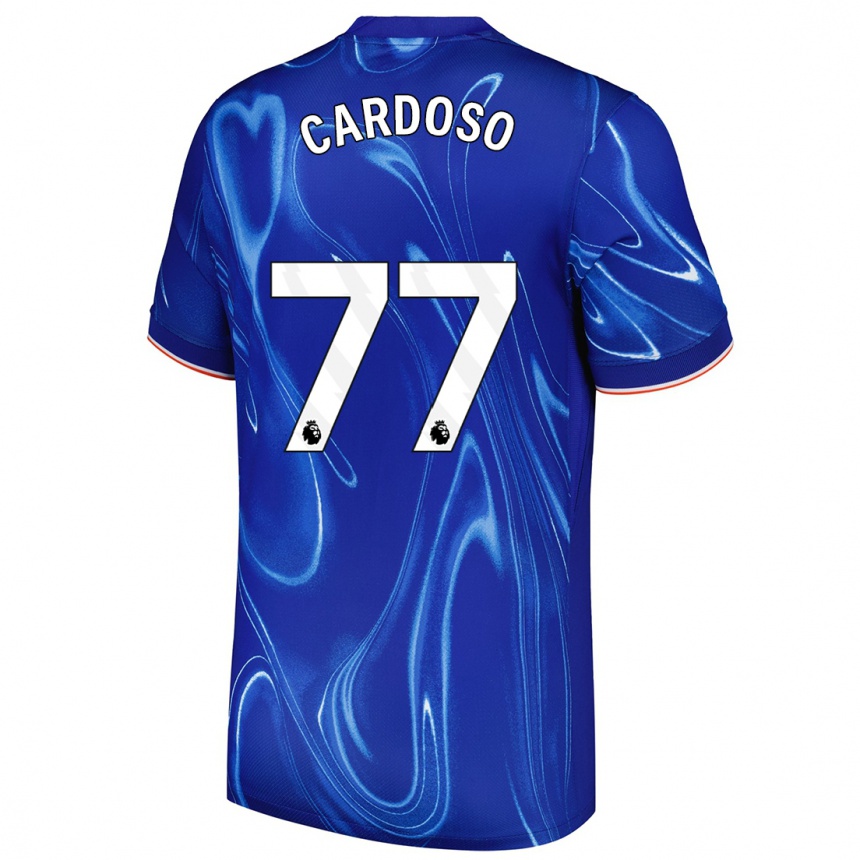 Kids Football Leo Cardoso #77 Blue White Home Jersey 2024/25 T-Shirt Nz