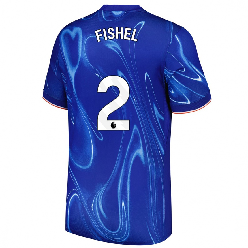 Kids Football Mia Fishel #2 Blue White Home Jersey 2024/25 T-Shirt Nz