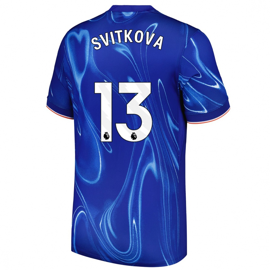 Kids Football Katerina Svitkova #13 Blue White Home Jersey 2024/25 T-Shirt Nz