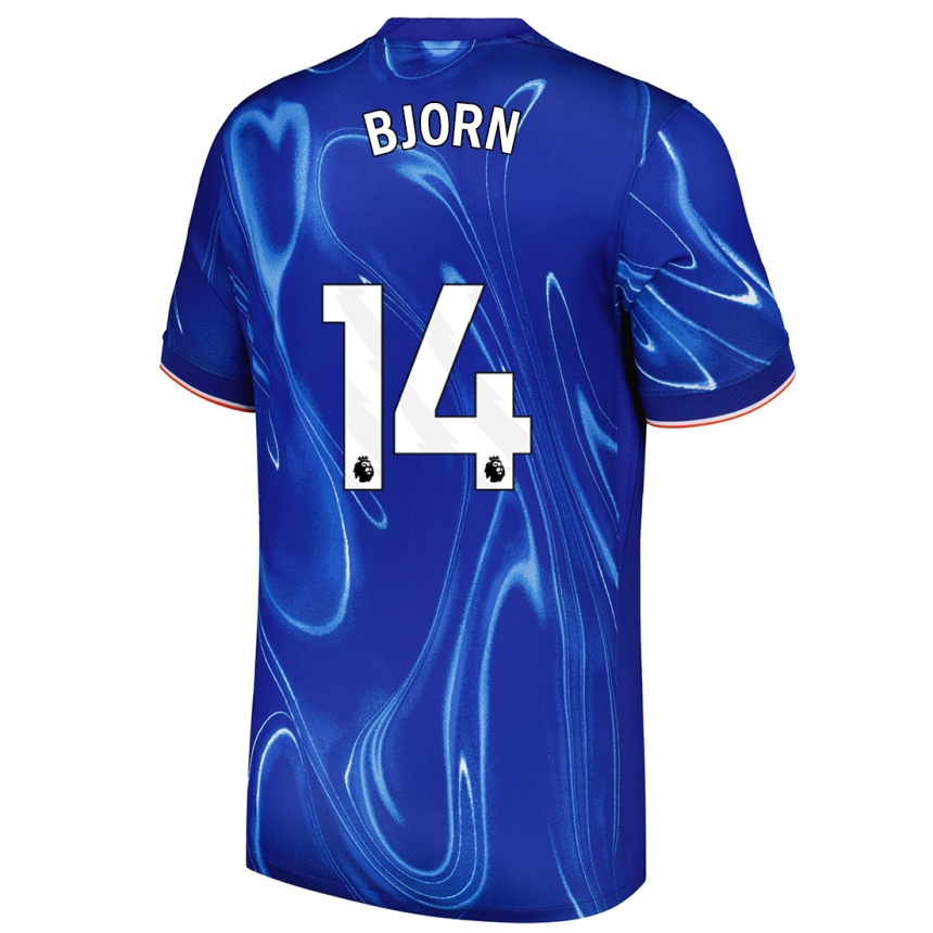 Kids Football Nathalie Björn #14 Blue White Home Jersey 2024/25 T-Shirt Nz