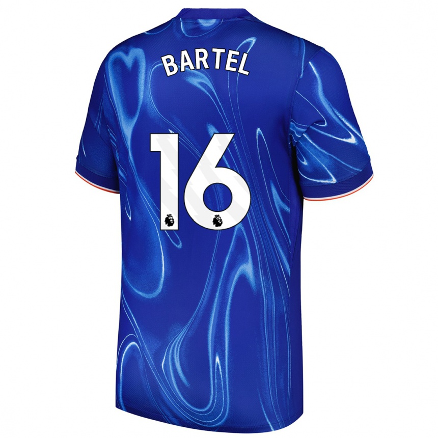 Kids Football Júlia Bartel #16 Blue White Home Jersey 2024/25 T-Shirt Nz