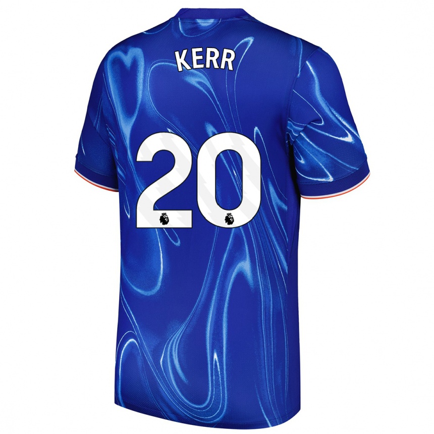 Kids Football Sam Kerr #20 Blue White Home Jersey 2024/25 T-Shirt Nz