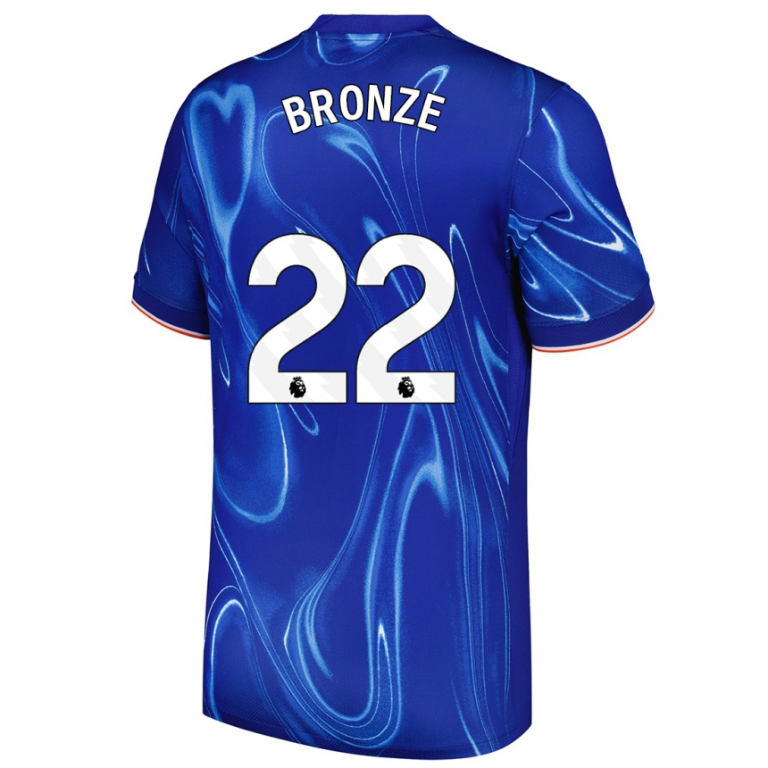 Kids Football Lucy Bronze #22 Blue White Home Jersey 2024/25 T-Shirt Nz