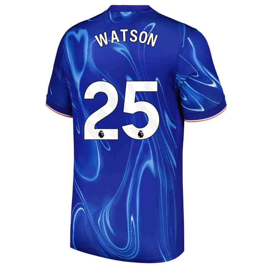 Kids Football Lucy Watson #25 Blue White Home Jersey 2024/25 T-Shirt Nz