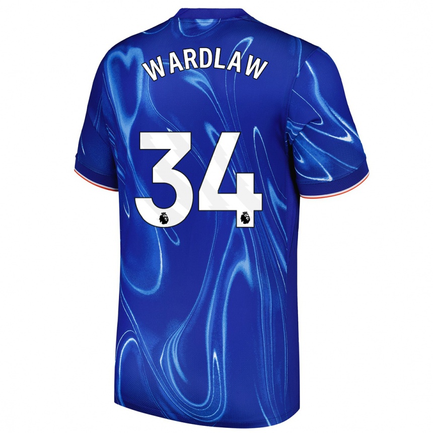 Kids Football Charlotte Wardlaw #34 Blue White Home Jersey 2024/25 T-Shirt Nz