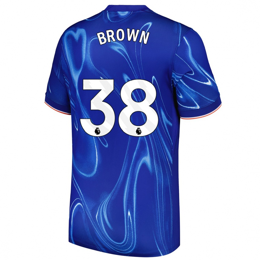 Kids Football Cerys Brown #38 Blue White Home Jersey 2024/25 T-Shirt Nz