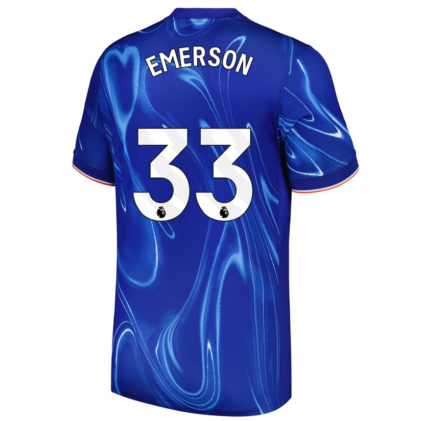 Kids Football Emerson #33 Blue White Home Jersey 2024/25 T-Shirt Nz