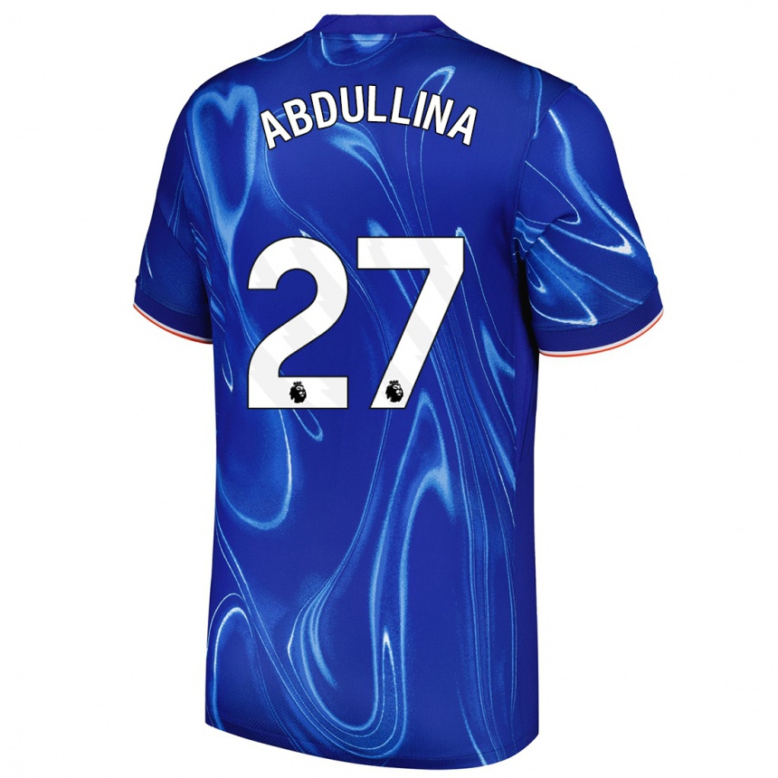 Kids Football Alsu Abdullina #27 Blue White Home Jersey 2024/25 T-Shirt Nz