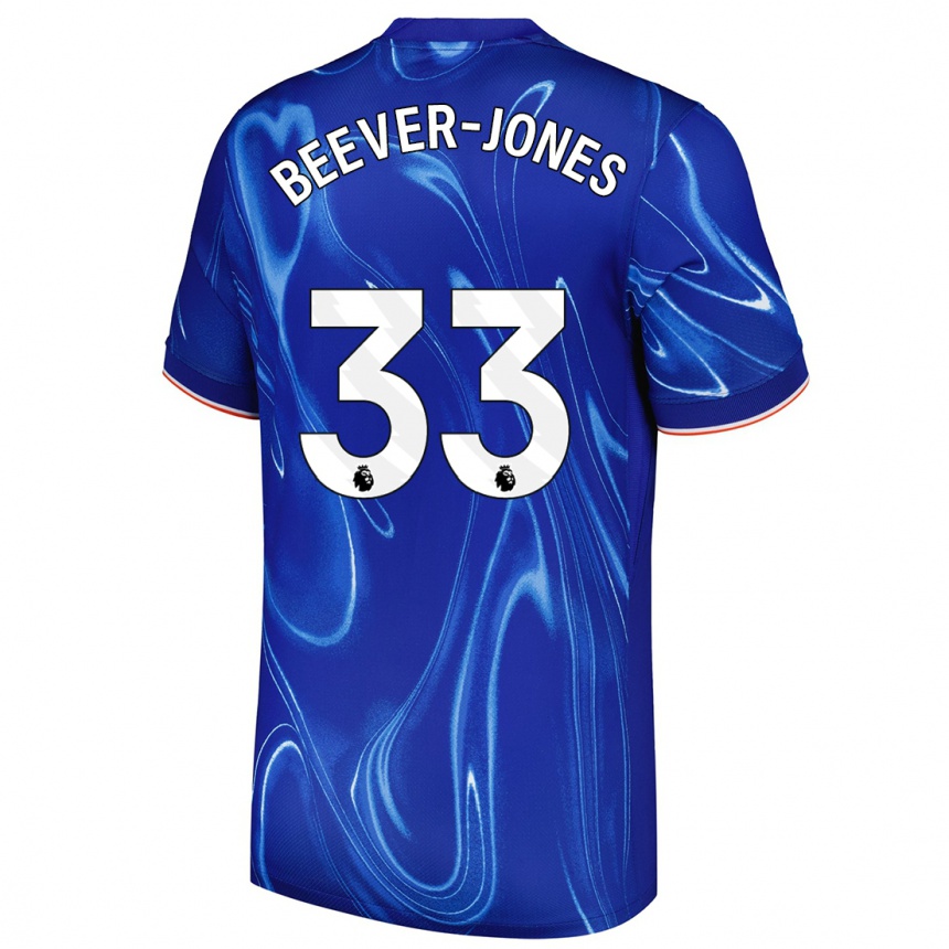 Kids Football Aggie Beever-Jones #33 Blue White Home Jersey 2024/25 T-Shirt Nz