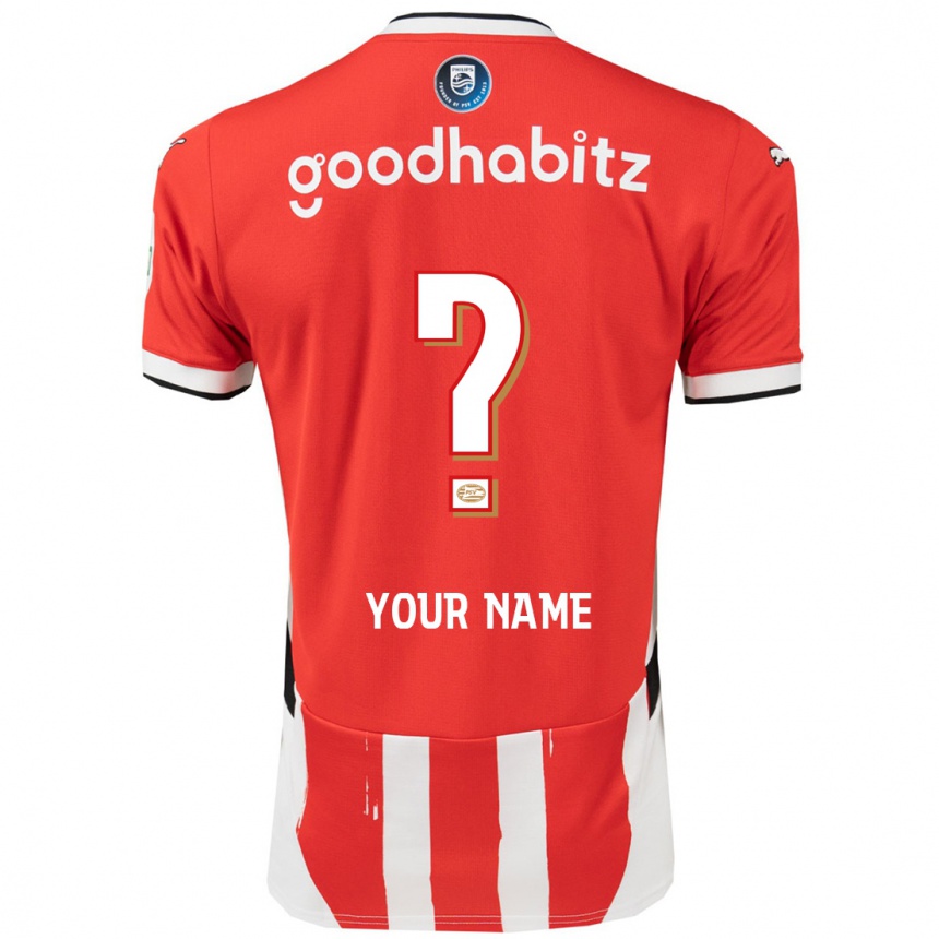 Kids Football Your Name #0 Red White Home Jersey 2024/25 T-Shirt Nz