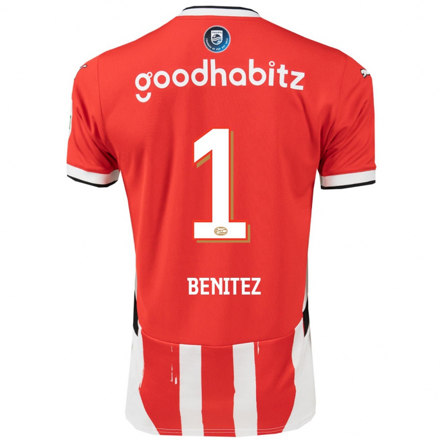 Kids Football Walter Benítez #1 Red White Home Jersey 2024/25 T-Shirt Nz