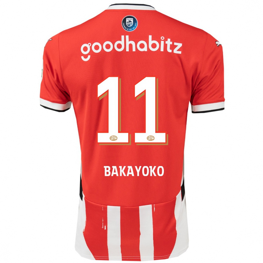 Kids Football Johan Bakayoko #11 Red White Home Jersey 2024/25 T-Shirt Nz