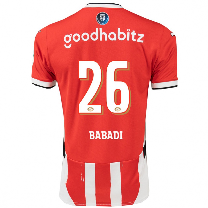 Kids Football Isaac Babadi #26 Red White Home Jersey 2024/25 T-Shirt Nz