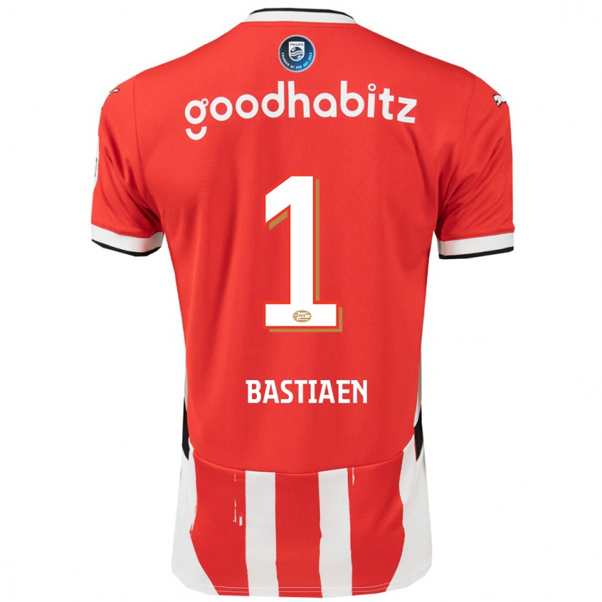 Kids Football Femke Bastiaen #1 Red White Home Jersey 2024/25 T-Shirt Nz