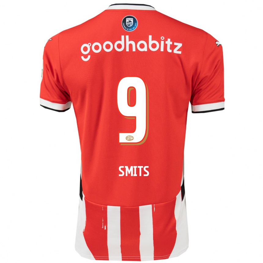 Kids Football Joelle Smits #9 Red White Home Jersey 2024/25 T-Shirt Nz