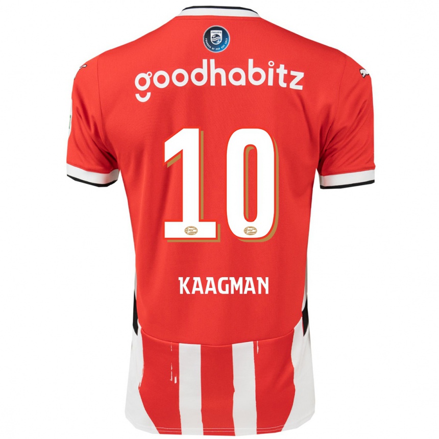 Kids Football Inessa Kaagman #10 Red White Home Jersey 2024/25 T-Shirt Nz