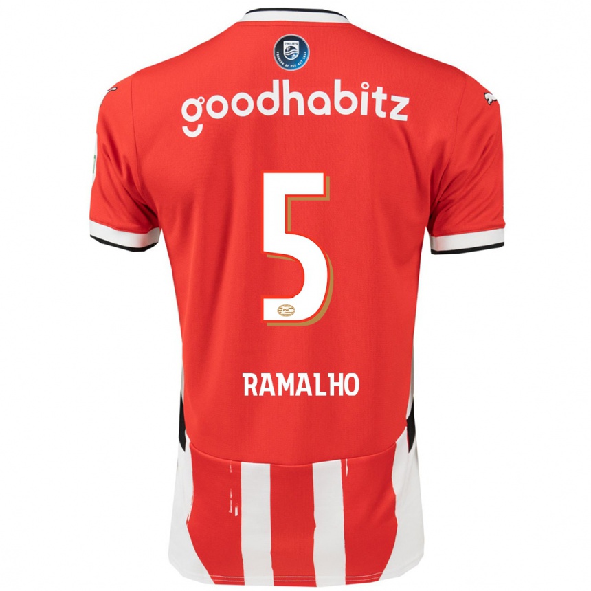 Kids Football André Ramalho #5 Red White Home Jersey 2024/25 T-Shirt Nz