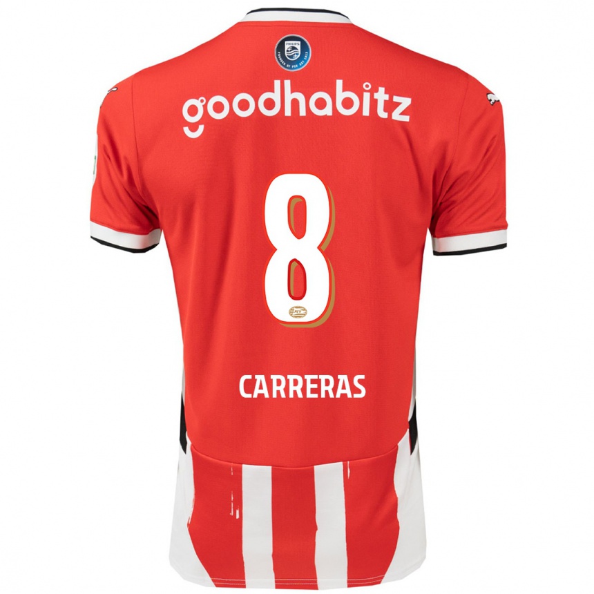 Kids Football Georgina Carreras #8 Red White Home Jersey 2024/25 T-Shirt Nz