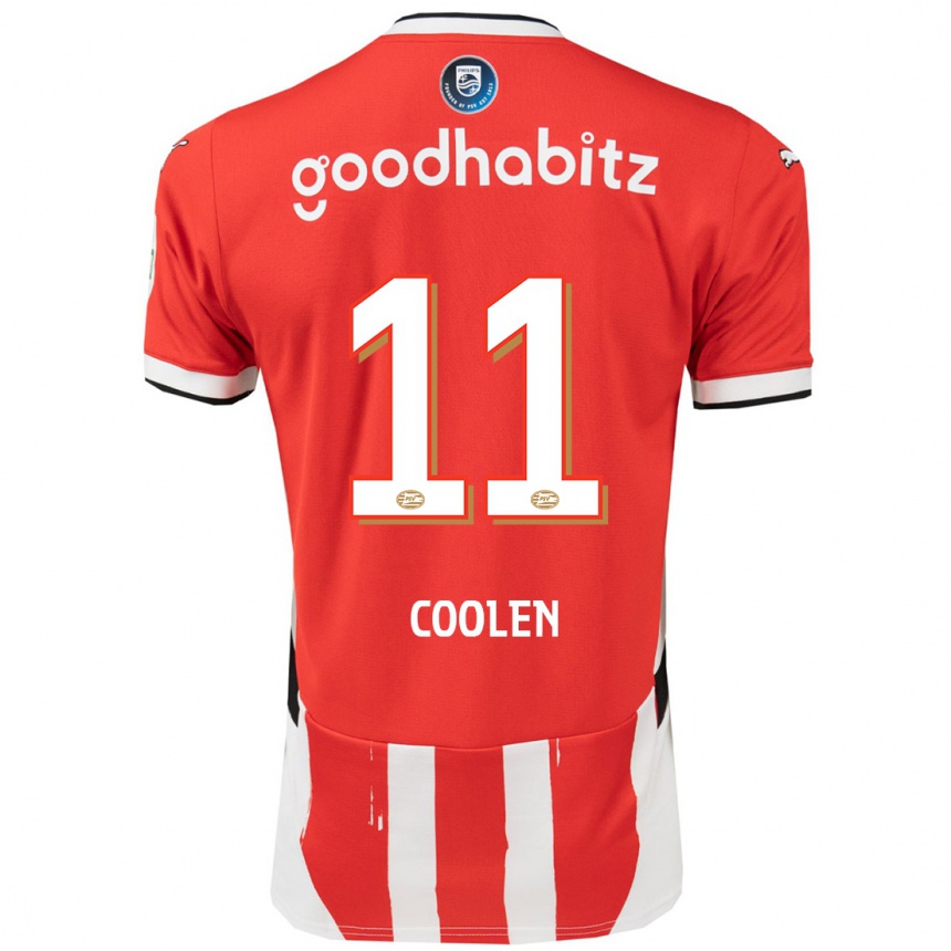 Kids Football Nadia Coolen #11 Red White Home Jersey 2024/25 T-Shirt Nz