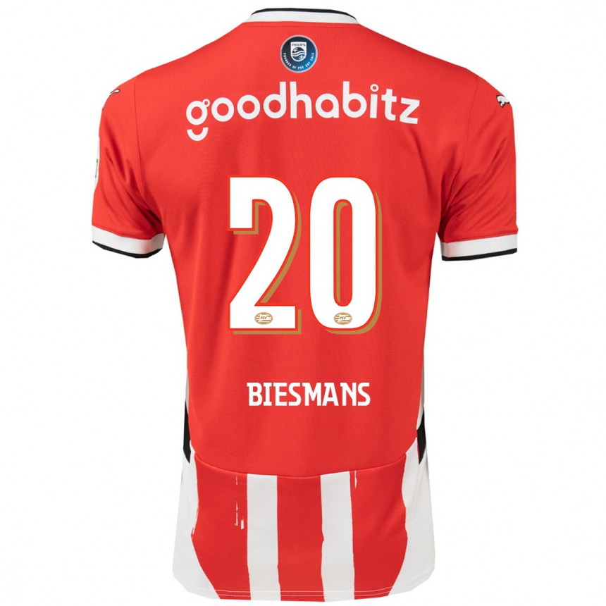 Kids Football Julie Biesmans #20 Red White Home Jersey 2024/25 T-Shirt Nz