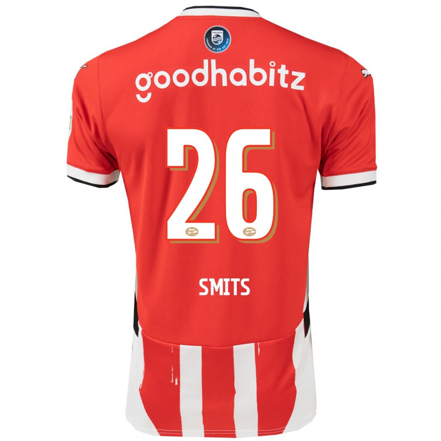 Kids Football Eef Smits #26 Red White Home Jersey 2024/25 T-Shirt Nz