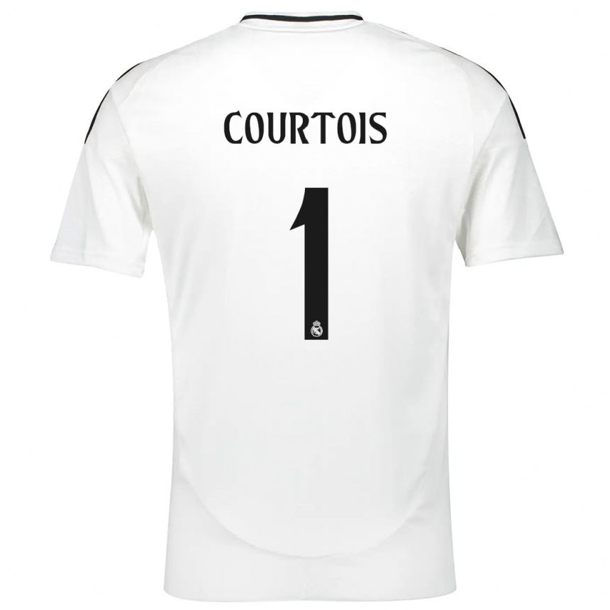 Kids Football Thibaut Courtois #1 White Home Jersey 2024/25 T-Shirt Nz