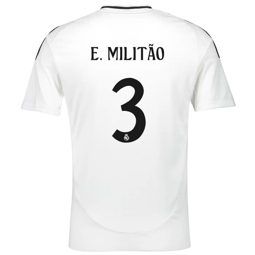 Kids Football Eder Militao #3 White Home Jersey 2024/25 T-Shirt Nz