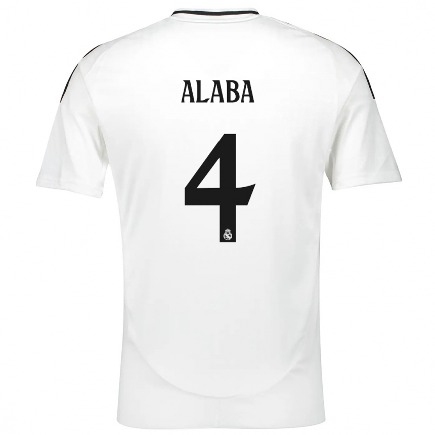 Kids Football David Alaba #4 White Home Jersey 2024/25 T-Shirt Nz