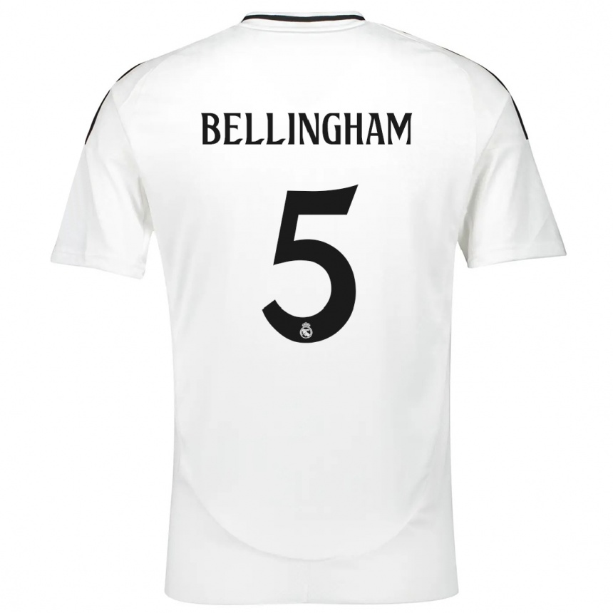 Kids Football Jude Bellingham #5 White Home Jersey 2024/25 T-Shirt Nz