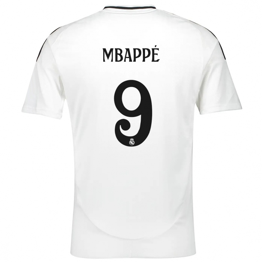 Kids Football Kylian Mbappe #9 White Home Jersey 2024/25 T-Shirt Nz