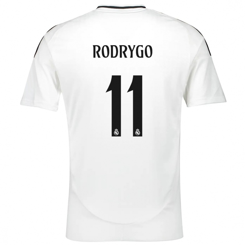 Kids Football Rodrygo #11 White Home Jersey 2024/25 T-Shirt Nz