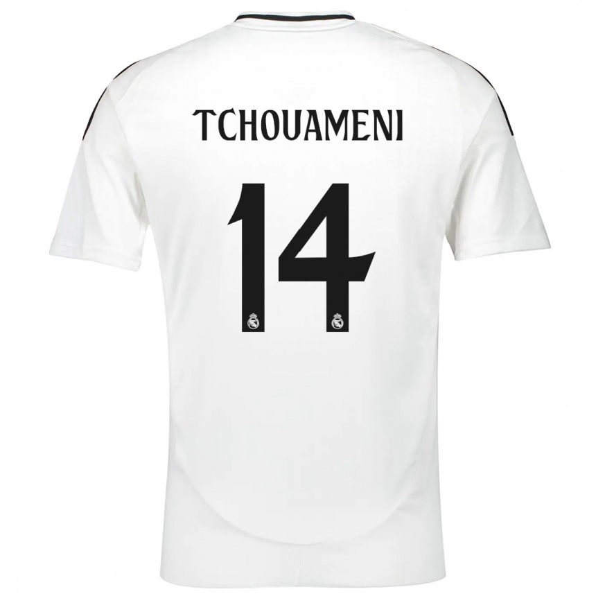 Kids Football Aurelien Tchouameni #14 White Home Jersey 2024/25 T-Shirt Nz