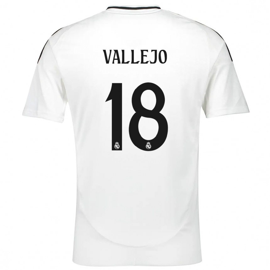 Kids Football Jesus Vallejo #18 White Home Jersey 2024/25 T-Shirt Nz