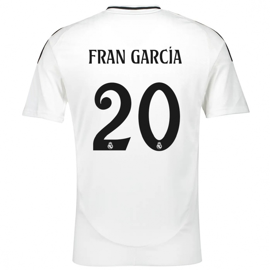 Kids Football Fran García #20 White Home Jersey 2024/25 T-Shirt Nz