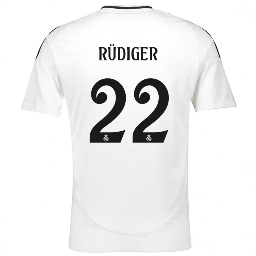 Kids Football Antonio Rudiger #22 White Home Jersey 2024/25 T-Shirt Nz