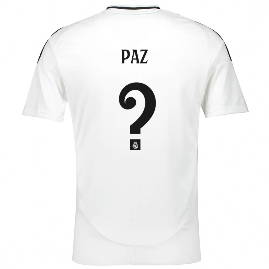 Kids Football Nico Paz #0 White Home Jersey 2024/25 T-Shirt Nz