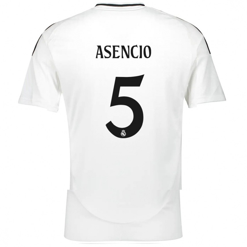 Kids Football Raul Asencio #5 White Home Jersey 2024/25 T-Shirt Nz